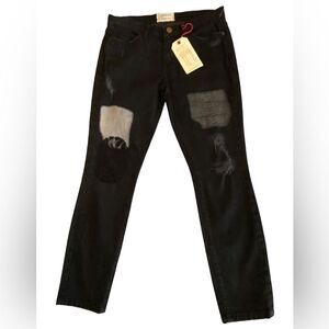 Current/Elliot black jeans, snakeskin leather, lace & suede patches size 30 NWT